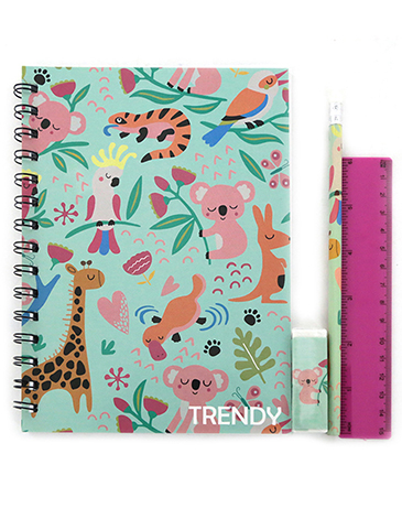 Cuaderno + Goma + Regla + Lapiz - Trendy