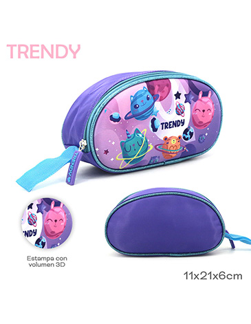 Venta por Mayor y Catalogo Cartuchera Estampado Con Volumen 3D 1 Cierre Trendy