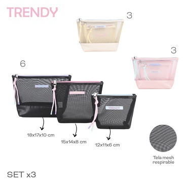 Set Porta Cosmeticos Set x 3 Trendy