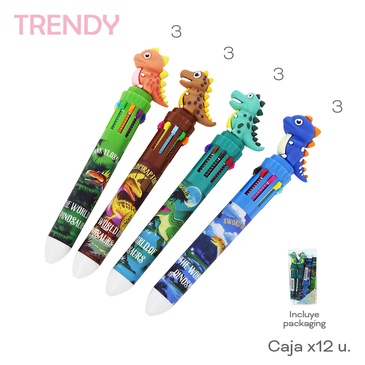 Lapiceras x 8 Uni. Multicolor Trendy