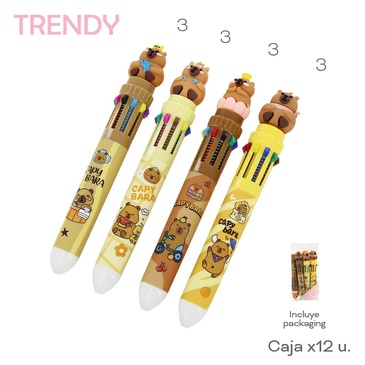 Venta por Mayor y Catalogo Lapiceras x 8 Uni. Multicolor Trendy