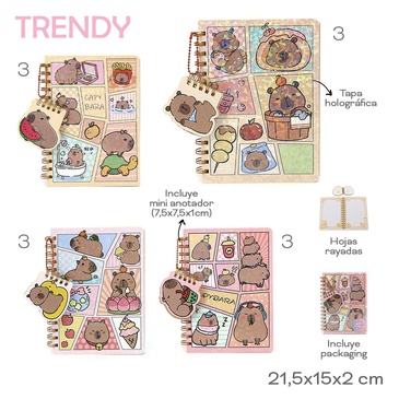 Venta por Mayor y Catalogo Cuaderno + Mini Anotador Trendy