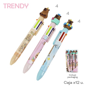 Venta por Mayor y Catalogo Lapiceras x 12 Uni. Multicolor Trendy