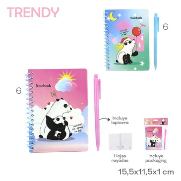 Venta por Mayor y Catalogo Set Cuaderno y Lapicera  Trendy