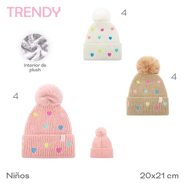 Venta por Mayor y Catalogo Gorros Infantiles Trendy