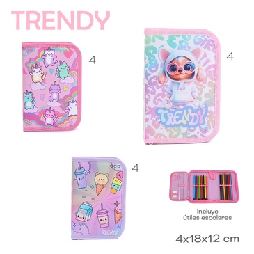 Venta por Mayor y Catalogo Cartuchera Con Utiles Trendy