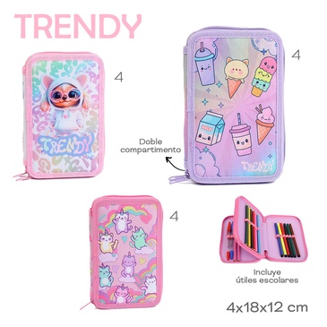 Venta por Mayor y Catalogo Cartuchera Con Utiles Trendy