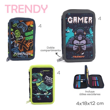 Venta por Mayor y Catalogo Cartuchera Con Utiles Trendy