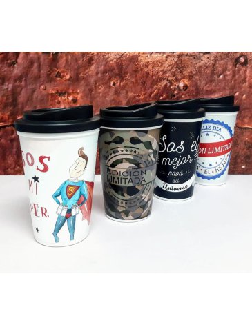 Venta por Mayor y Catalogo Coffee Cup Termico Vinilo Caballero Enchúlate