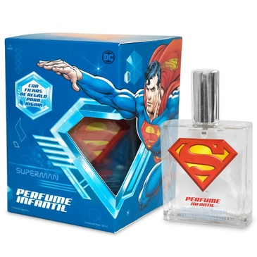 Venta por Mayor y Catalogo Perfume Rombo Grande Superman 50ML Con Juego De Tazos Disney