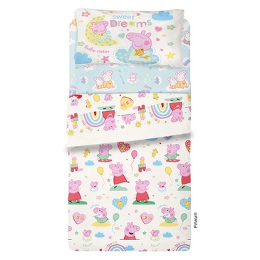Venta por Mayor y Catalogo Sábanas 3 piezas 1 1/2 plaza Peppa Ultra Soft Piñata