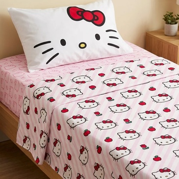 Venta por Mayor y Catalogo Juego de Sábanas 3pzas 1 1/2 Plaza Plus Hello Kitty Piñata