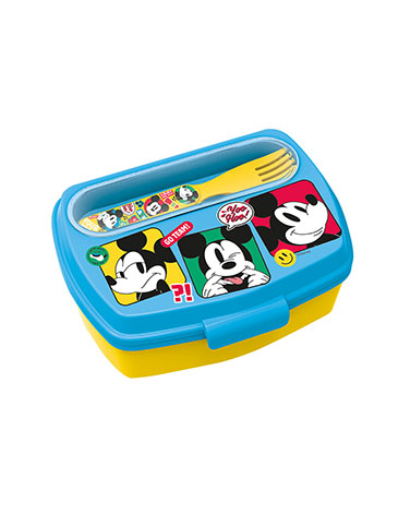 Sandwichera Rectangular + Cubiertos Mickey Mouse  Wabro