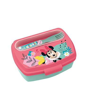 Sandwichera Minnie Mouse Rectangular + Cubiertos  - Wabro