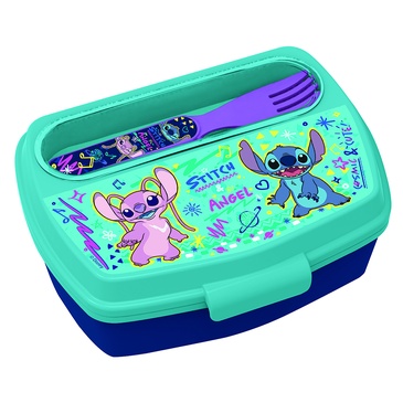 Sandwichera Rectangular + Cubiertos Lilo y Stitch Wabro