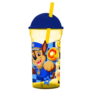 Vaso 460ml Transparente Tapa Alta Paw Patrol Chase  Wabro