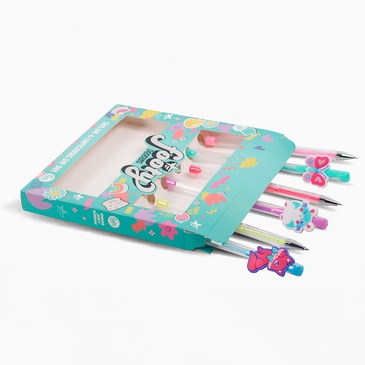 Set Lapiceras Gel Con Aplique x 6 Unid. - Footy