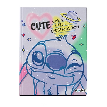 Cuaderno 16x21 Tapa Dura Cosido 48 hjs. Stitch - Mooving