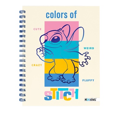 Cuaderno 16x21 espiral Tapa Dura 80 hjs. Stitch Mooving