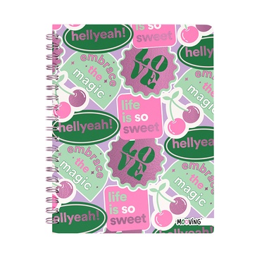 Cuaderno 16x21 Espiral Tapa Dura 80 Hjs. Pink - Mooving