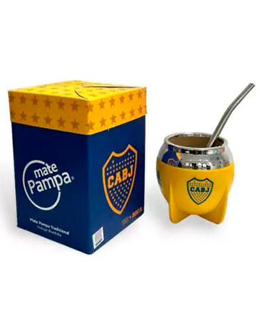 Venta por Mayor y Catalogo Mate Tradicional Boca Juniors Boca Cerrada con Bombilla Mate Pampa