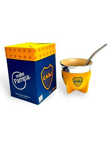 Venta por Mayor y Catalogo Mate Tradicional Boca Juniors Boca Abierta Con Bombilla  Mate Pampa