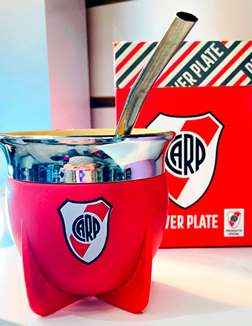 Venta por Mayor y Catalogo Mate Tradicional River Plate Boca Abierta Con Bombilla  Mate Pampa