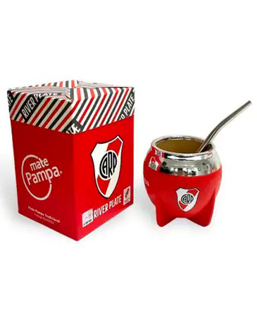 Venta por Mayor y Catalogo Mate Tradicional River Plate Boca Cerrada con Bombilla Mate Pampa