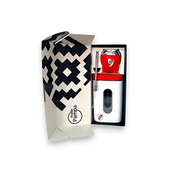 Venta por Mayor y Catalogo Kit Tradicional River Plate Mate + Yerbera Con Bombilla Mate Pampa