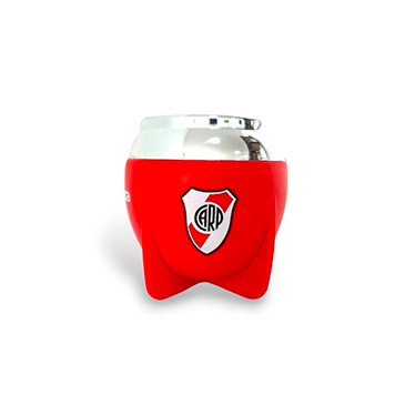 Kit Tradicional River Plate Mate + Yerbera Con Bombilla - Mate Pampa