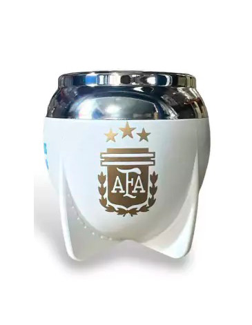 Mate Tradicional Afa Blanco Boca Cerrada con Bombilla - Mate Pampa