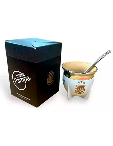 Venta por Mayor y Catalogo Mate Tradicional Afa Blanco Boca Abierta Con Bombilla Mate Pampa