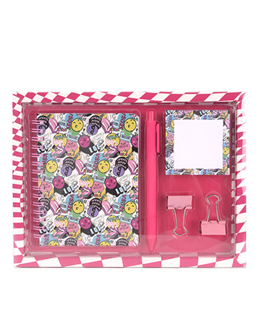 Set Teen Cuaderno + Lapicera + Anotador + Clips - Skora