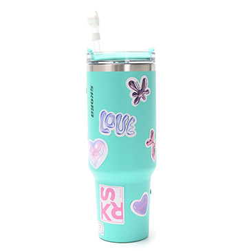 Vaso Termico Con Bombilla y Tapon Nube 1200ml Incluye Stickers - Skora
