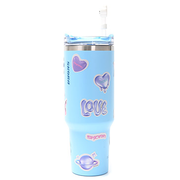 Vaso Termico Con Bombilla y Tapon Nube 1200ml Incluye Stickers - Skora
