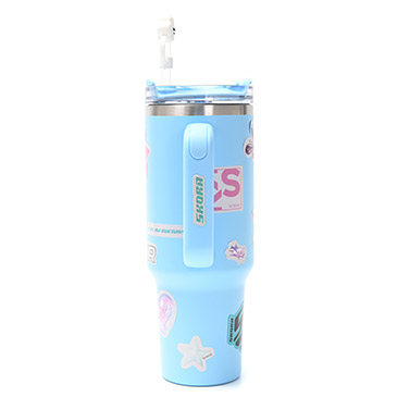 Vaso Termico Con Bombilla y Tapon Nube 1200ml Incluye Stickers - Skora