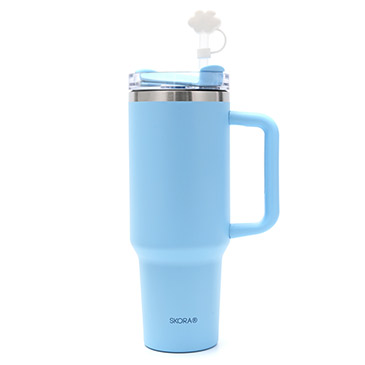 Vaso Termico Con Bombilla y Tapon Nube 1200ml Incluye Stickers - Skora