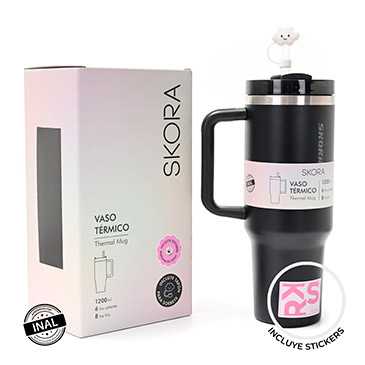 Vaso Termico Con Bombilla y Tapon Nube 1200ml Skora