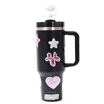 Vaso Termico Con Bombilla y Tapon Nube 1200ml Incluye Stickers - Skora