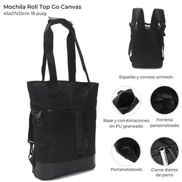 Mochila Roll Top Go Canvas  Wanderlust