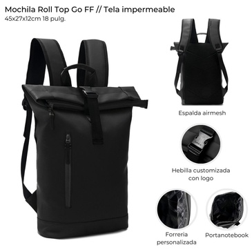 Mochila Roll Top Go Engomada  Wanderlust