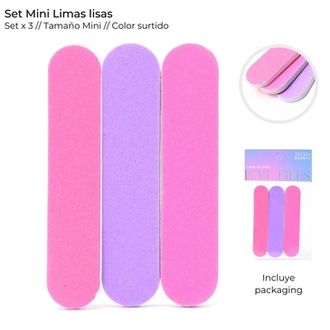Venta por Mayor y Catalogo Set Mini Limas Lisas x 3 Unid, Skora
