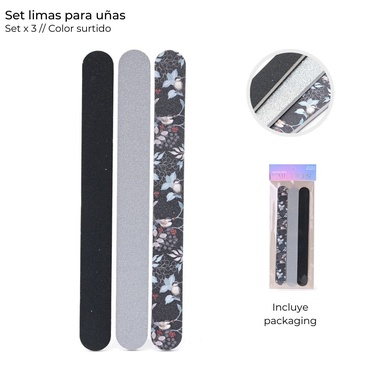 Venta por Mayor y Catalogo Set Limas Para Uñas x 3 Unid. Skora