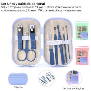 Venta por Mayor y Catalogo Set Uñas y Cuidado Personal x 8 Unid. Skora