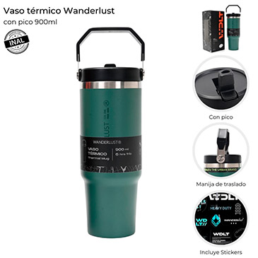 Vaso Termico Con Pico 900ml Incluye Stickers - Wanderlust
