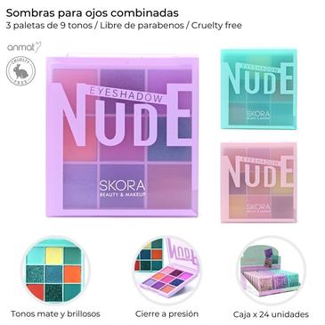 Sombras para ojos combinadas x 9 tonos - Skora
