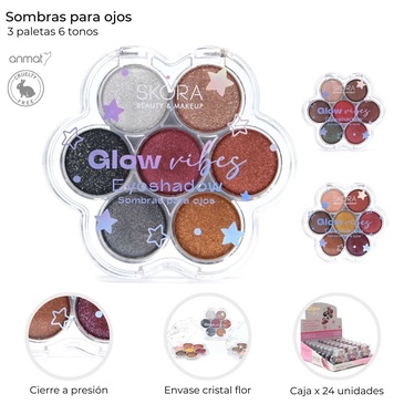 Venta por Mayor y Catalogo Sombras Para Ojos Flor Combinadas x 6 Tonos Skora