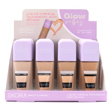 Base De Maquillaje Fluida Envase De Vidrio Con Difusor  - Skora