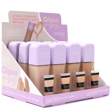 Base De Maquillaje Fluida Envase De Vidrio Con Difusor  - Skora