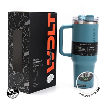 Vaso Termico Con Bombilla 1200ml  Incluye Stickers Wanderlust
